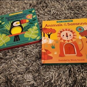Usborne Lot Of 2 Sensory Toddler Baby Animal Books Set Savanna Jungle